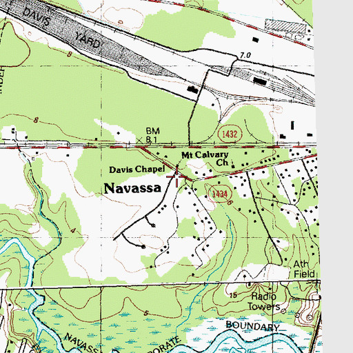 Topographic Map of Navassa Police Department, NC