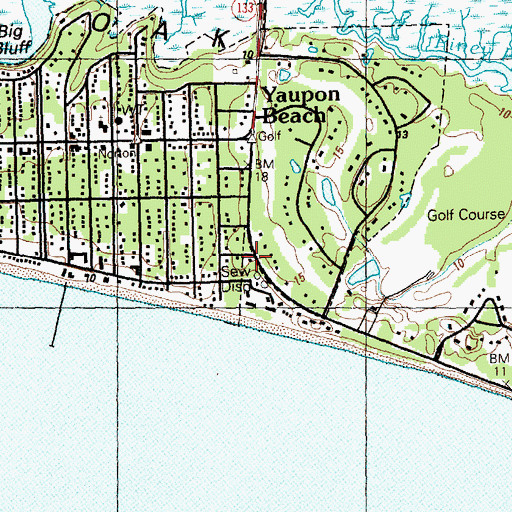 Topographic Map of Caswell Beach Police Department, NC