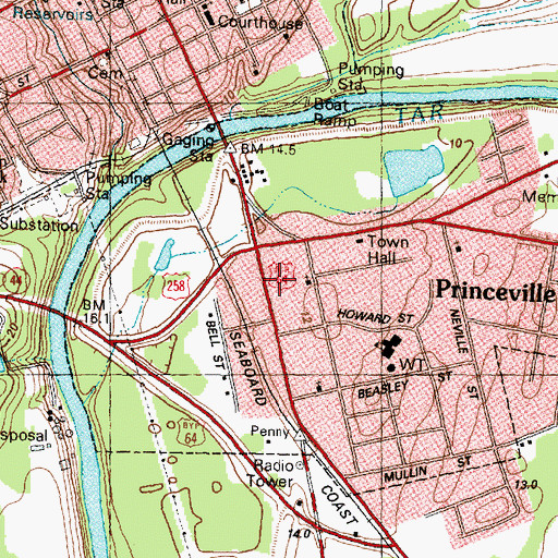 Topographic Map of Princeville Police Department, NC