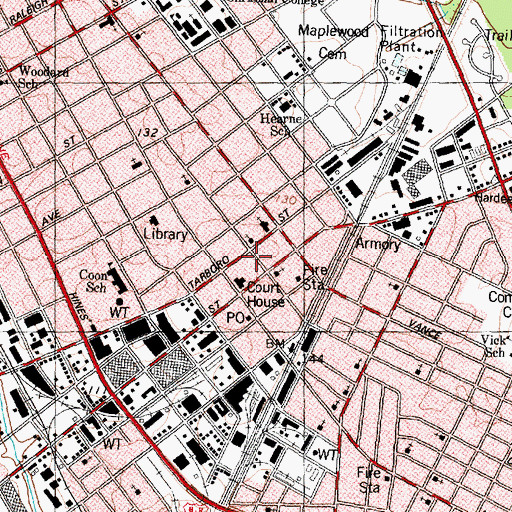 Topographic Map of Wilson County Sheriff's Office, NC