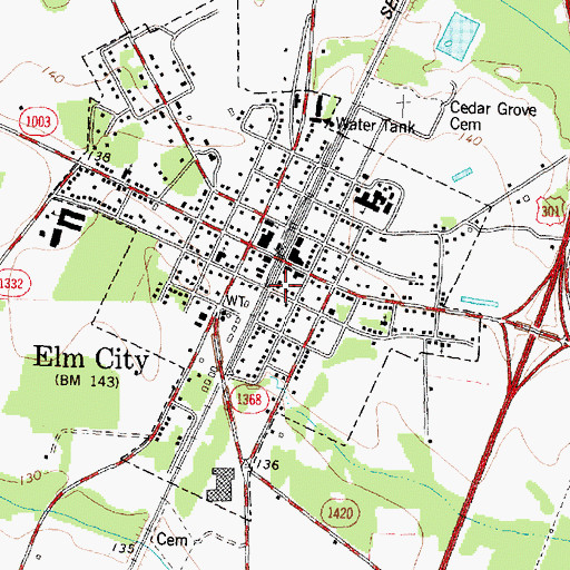 Topographic Map of Elm City Police Department, NC