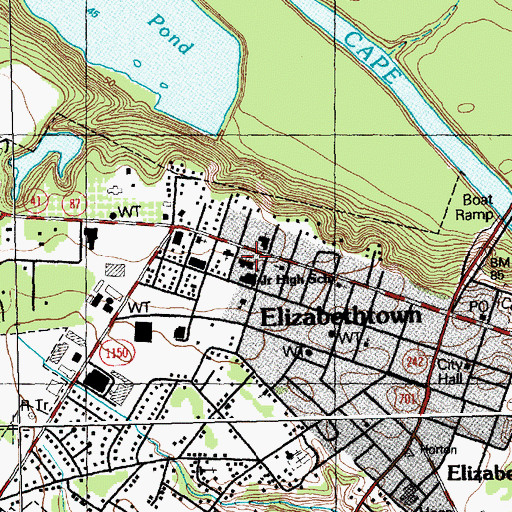 Topographic Map of Elizabethtown Police Department, NC
