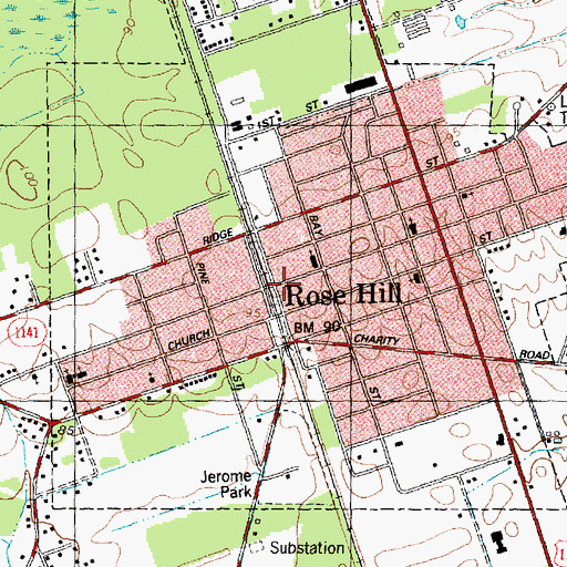 Topographic Map of Rose Hill Police Department, NC