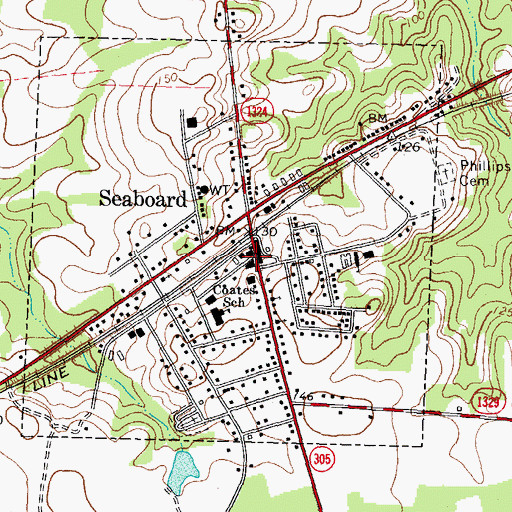 Topographic Map of Seaboard Police Department, NC