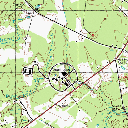 Topographic Map of Brunswick County Sheriff's Office, NC