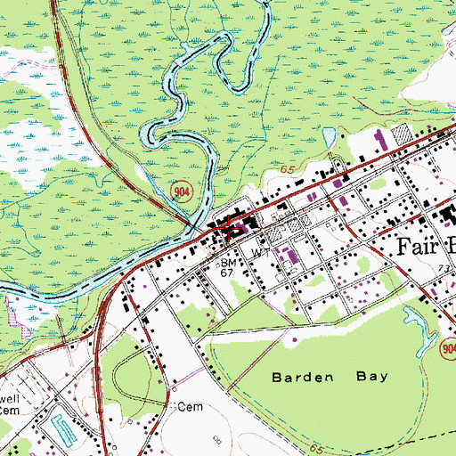 Topographic Map of Fair Bluff Police Department, NC