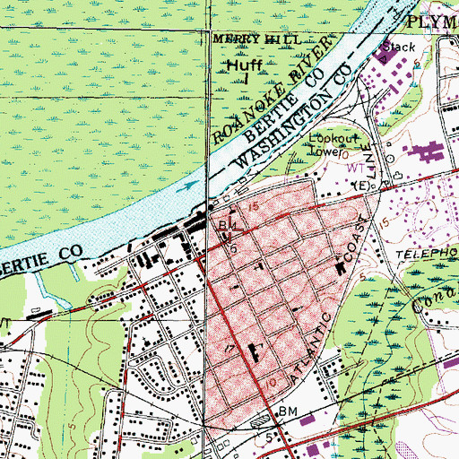 Topographic Map of Washington County Sheriff's Office, NC