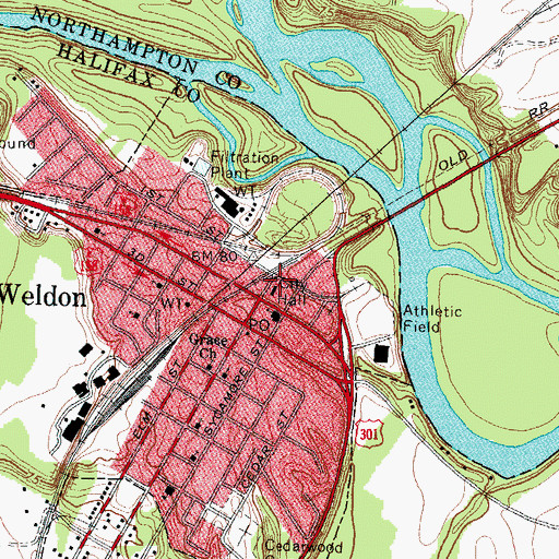 Topographic Map of Weldon Police Department, NC