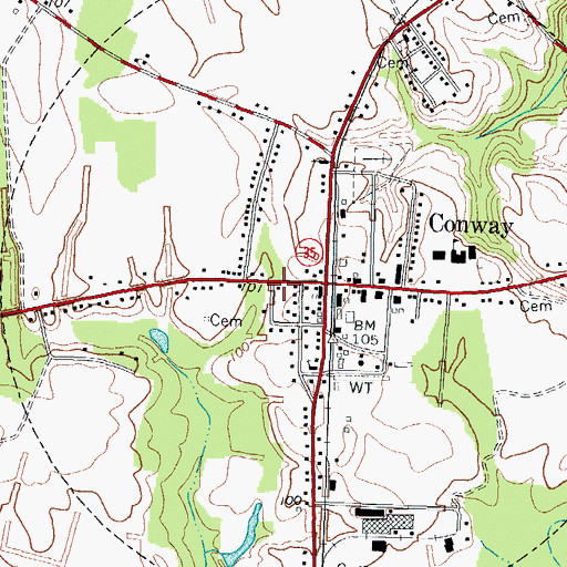 Topographic Map of Conway Police Department, NC