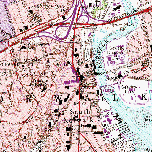 Topographic Map of 50 Washington Street Heliport, CT