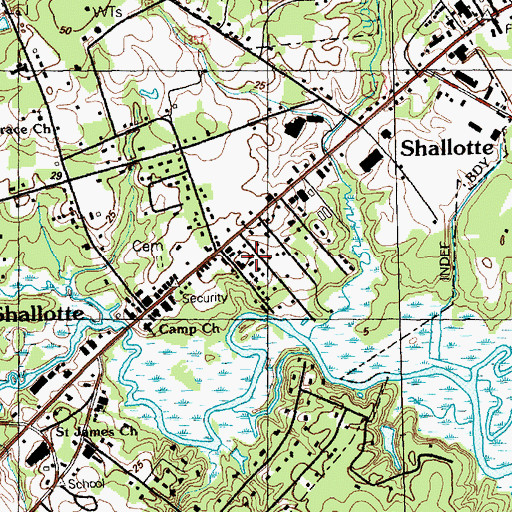 Topographic Map of Shallotte Police Department, NC