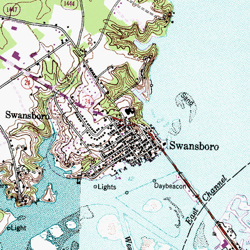 Topographic Map of Swansboro Police Department, NC