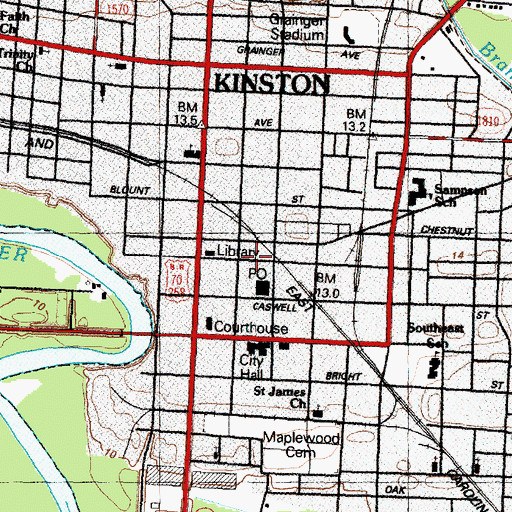 Topographic Map of Lenoir County Criminal Justice, NC