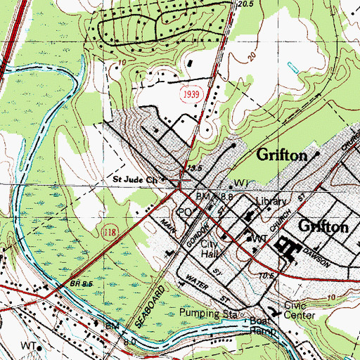 Topographic Map of Grifton Police Department Non Emergency, NC