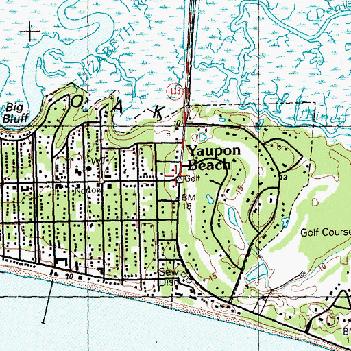 Topographic Map of Yaupon Police Department, NC