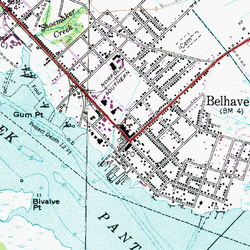 Topographic Map of Belhaven Police Department, NC