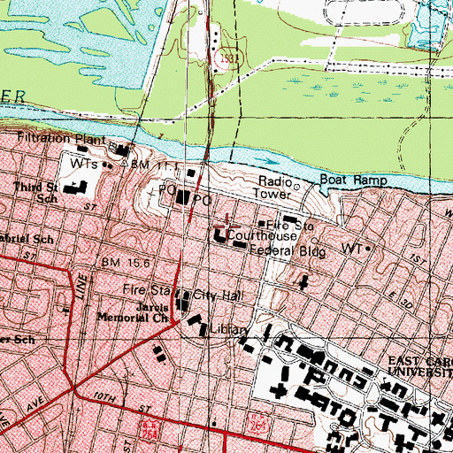 Topographic Map of Pitt County Sheriff's Office, NC