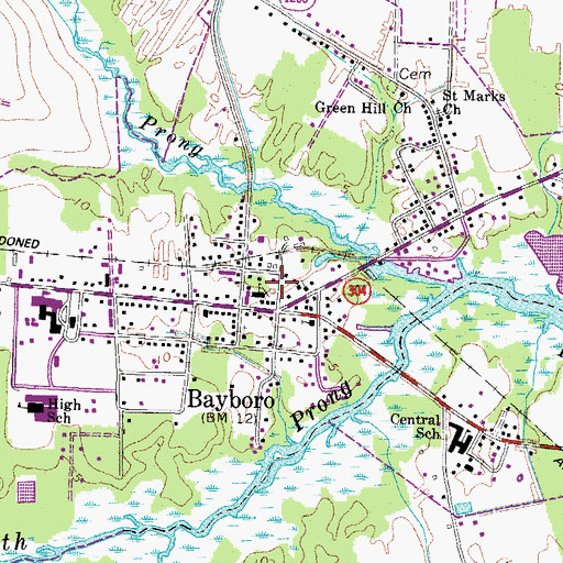 Topographic Map of Pamlico County Sheriff's Office, NC