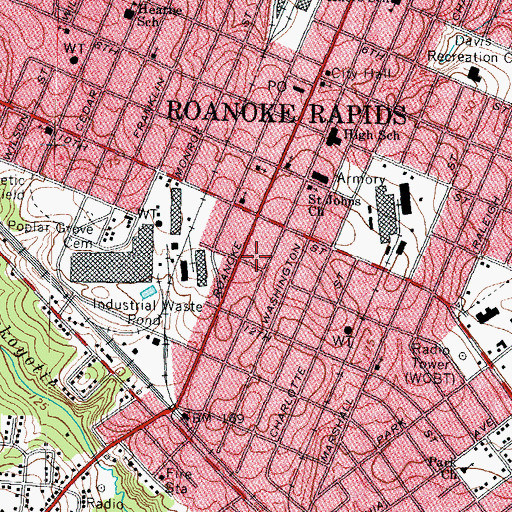 Topographic Map of Roanoke Rapids Police Department, NC