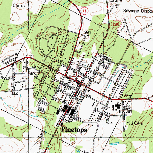 Topographic Map of Pinetops Police Department, NC