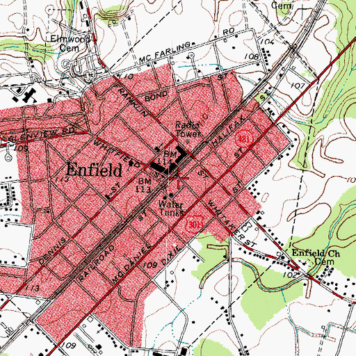 Topographic Map of Enfield Police Department, NC