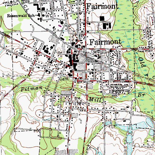 Topographic Map of Fairmont Police Department, NC
