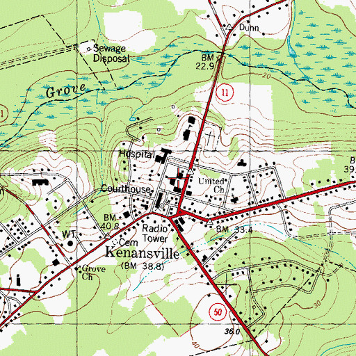 Topographic Map of Duplin County Sheriff's Office, NC