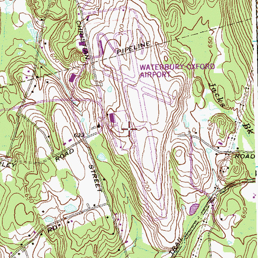 Topographic Map of Waterbury-Oxford Airport, CT