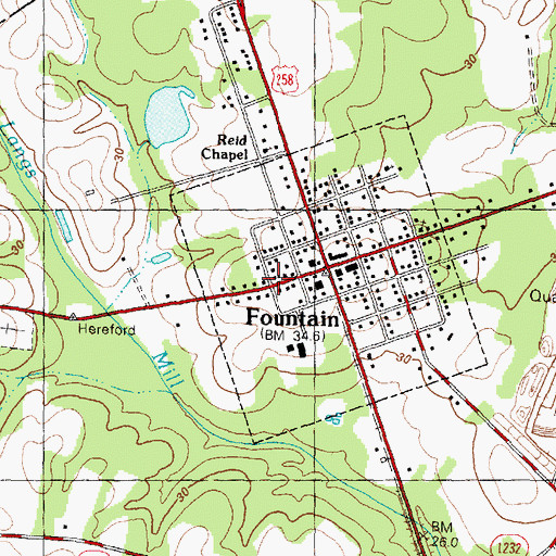 Topographic Map of Fountain Police Department, NC