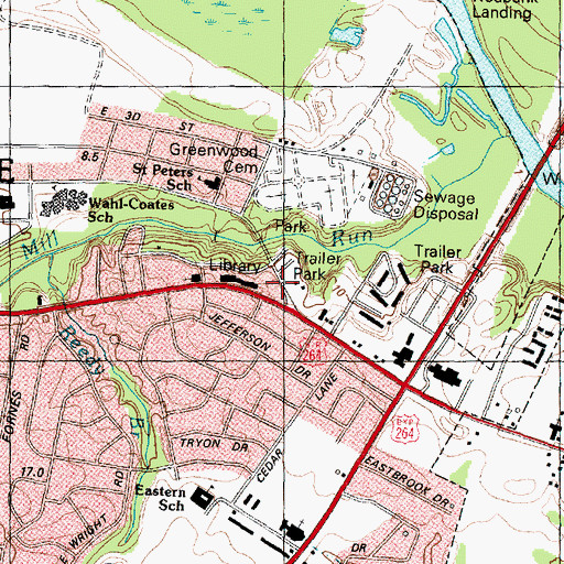 Topographic Map of North Carolina State Highway Patrol Troop A Headquarters, NC