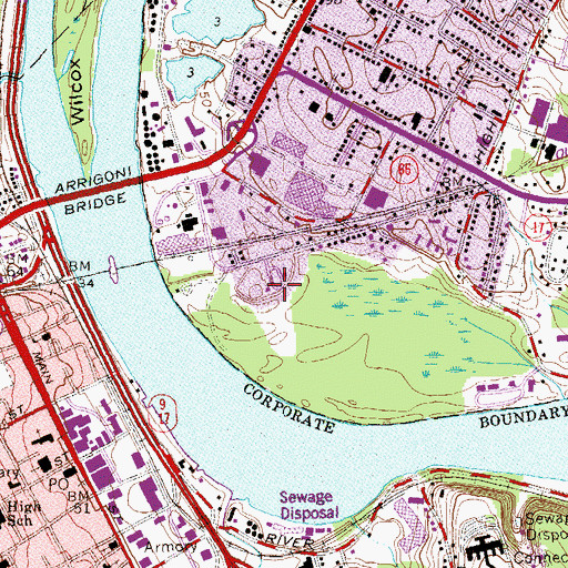 Topographic Map of Portland Heliport, CT