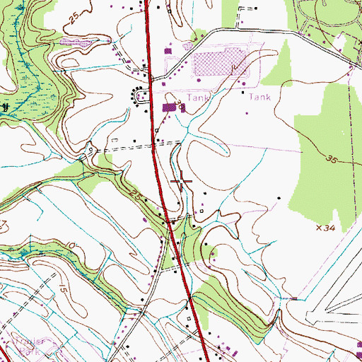 Topographic Map of North Carolina State Highway Patrol Troop A District 4, NC