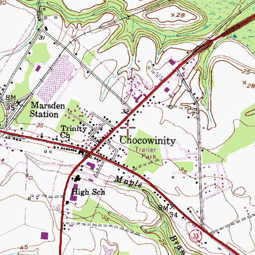 Topographic Map of Chocowinity Police Department, NC