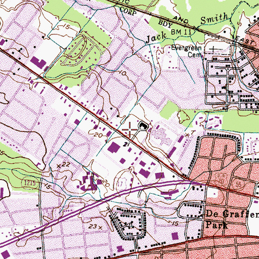 Topographic Map of North Carolina State Highway Patrol Troop A District 6, NC
