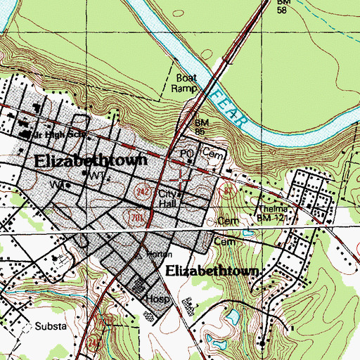 Topographic Map of Bladen County Sheriff's Office, NC