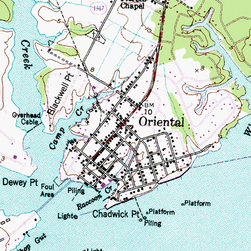 Topographic Map of Oriental Police Department, NC