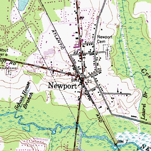 Topographic Map of Newport Police Department, NC