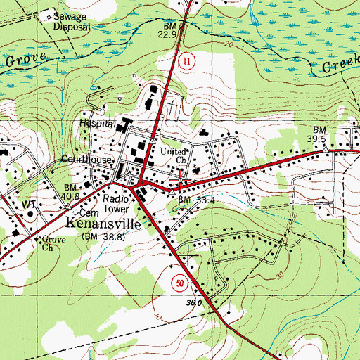Topographic Map of North Carolina State Highway Patrol Troop B District 4, NC