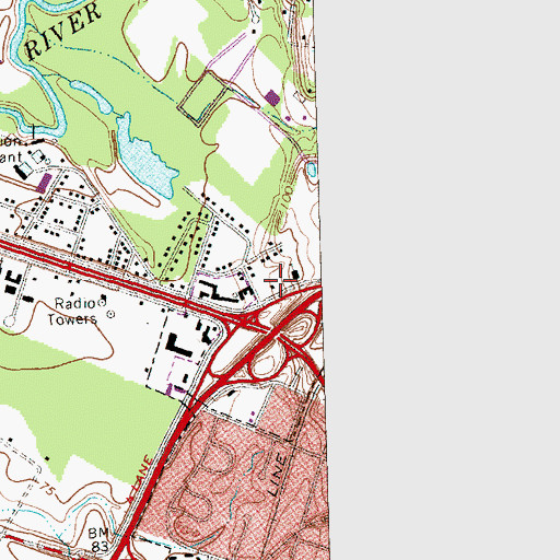 Topographic Map of North Carolina State Highway Patrol Troop C District 2, NC