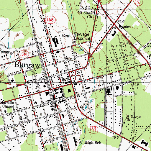 Topographic Map of North Carolina State Highway Patrol Troop B District 4 Substation, NC