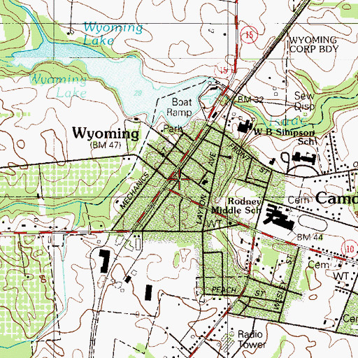 Topographic Map of Wyoming Police Department, DE