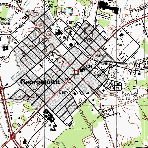 Topographic Map of Sussex County Sheriff's Office, DE