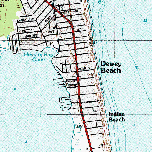 Topographic Map of Dewey Beach Police Department, DE