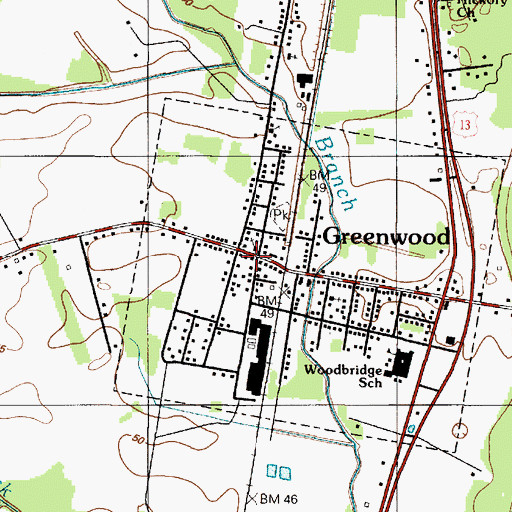 Topographic Map of Greenwood Police Department, DE