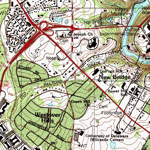 Topographic Map of Westover Hills Police Department, DE