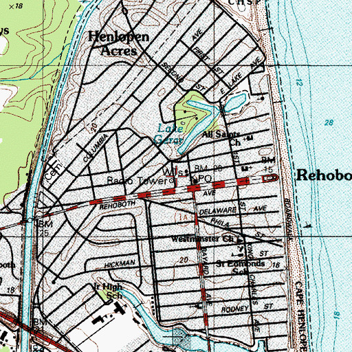 Topographic Map of Rehoboth Beach Police Department, DE