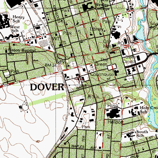 Topographic Map of Dover Police Department, DE