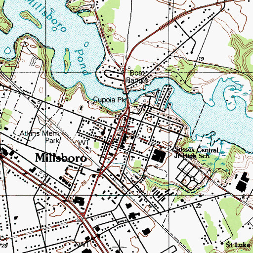 Topographic Map of Millsboro Police Department, DE