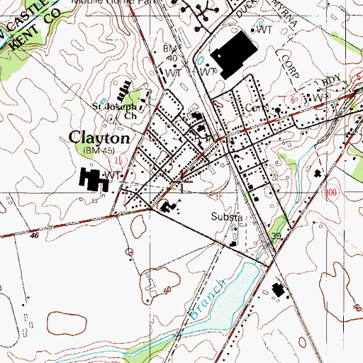 Topographic Map of Clayton Police Department, DE