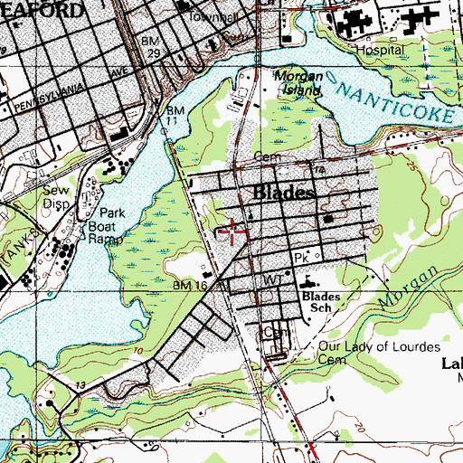 Topographic Map of Blades Police Department, DE